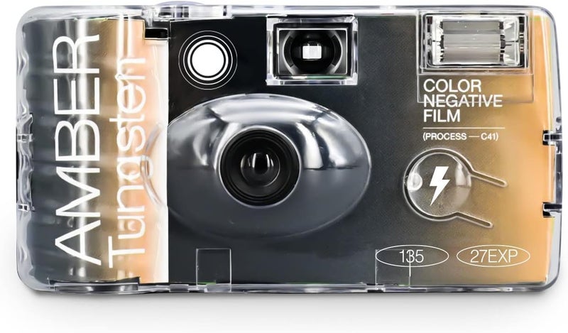 RETO Amber Tungsten 35mm Disposable Film Camera 27exp, Color Negative Film, Focus Free, Easy to Use, Built in Flash, Single Use (Film and Battery Included) - Image 1